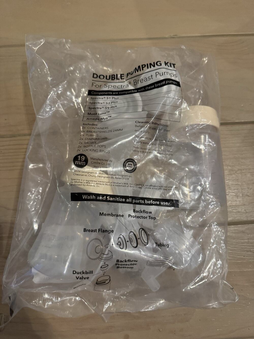 Double Pumping Kit 19mm for Spectra S1 S2 S9 Plus Motif Luna Ameda Mya New